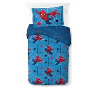 Jay Franco Marvel Spiderman Duvet Cover Set - Kids 100% Cotton Super Soft Bedding with Pillowcase, COVER ONLY Comforter Not Included, Blue, 2 Piece Single