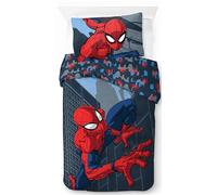 Jay Franco Marvel Spiderman Duvet Cover Set - Kids Super Soft Bedding with Pillowcase, COVER ONLY Comforter Not Included, Dark Blue, 2 Piece Single
