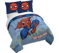 Jay Franco Marvel Spiderman Queen Size Duvet Cover and Sham Set - 3 Piece Super Soft Cozy Blue Kids Bedding