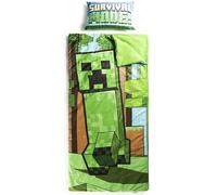 Jay Franco Minecraft Creeper Children’s Sleeping Bag & Pillow Set - Cosy (137 x 61 cm) Indoor Slumber Bag (43 x 28 cm) Pillow, Ideal for School Trips & Sleepovers - 2-Piece Set