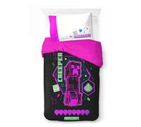 Jay Franco Minecraft Creeper Duvet Cover Set - Kids Super Soft Bedding with Pillowcase, COVER ONLY Comforter Not Included, Black, 2 Piece Single