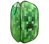 Jay Franco Minecraft Creeper Pop Up Hamper - Mesh Laundry Basket/Bag with Durable Handles, 22" x 14" (Official Minecraft Product)