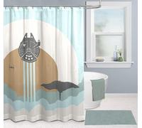 Jay Franco Star Wars Millennium Falcon Shower Curtain 178 x 183 cm - Fabric Neutral Tone Bathroom Decor