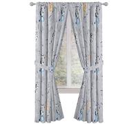 Jay Franco Window Curtains for Kids Bedroom 4-Piece Drape Set with 2 Tiebacks, Grey - Bluey, 42" W x 84" L (Pack of 2)