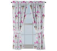 Jay Franco Window Curtains for Kids Bedroom 4-Piece Drape Set with 2 Tiebacks, Grey - Minnie Mouse, 42" W x 63" L (Pack of 2)