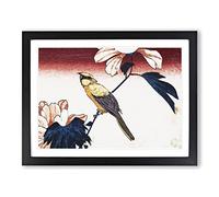 Jay & Hibiscus By Utagawa Hiroshige Asian Japanese Framed Print | A2 Black Framed Wall Art | Ready to Hang | Asian Floral Picture | Living Room Bedroom Lounge Office