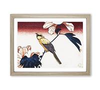 Jay & Hibiscus By Utagawa Hiroshige Asian Japanese Framed Print | A3 Oak Framed Wall Art | Ready to Hang | Asian Floral Picture | Living Room Bedroom Lounge Office