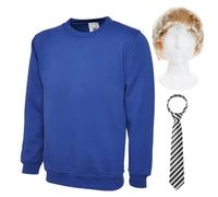 Jay Inbetween Costume For Adults - Blue Jumper, Blonde Wig & Black/White Striped School Tie - Funny TV Show Fancy Dress Duo Outfit for Halloween & Parties