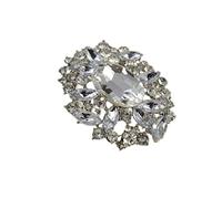 Jay Jewellery - Vintage Look Extra Large Silver Diamante Rhinestone Crystal Brooch PIN