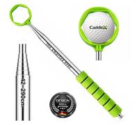 JAY K Stainless Steel Golf Ball Angel - 9x Telescopic up to 2.90 m - Compact 42 cm - Ergonomic Soft Grip - Secure Hexagonal Grip System - Golf Ball Retriever Golf Ball Fishing in 5 Colours (Green)