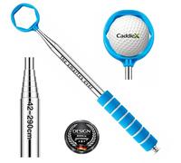 JAY K Stainless Steel Golf Ball Angel - 9x Telescopic up to 2.90 m - Compact 42 cm - Ergonomic Soft Grip - Secure Hexagonal Grip System - Golf Ball Retriever Golf Ball Fishing in 5 Colours (Blue)