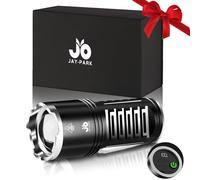 JAY-PARK High Power LED Flashlights 1000000 Lumens, Built-in Rechargeable 10800mAh Battery, Long Range 5 Modes, Zoom, Waterproof IPX7 Tactical Flashlight Suitable for Camping, Walking, Family
