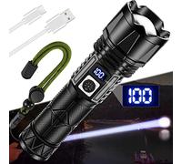 JAY-PARK Rechargeable LED Flashlight 10000 Lumen, Super Bright Flashlight with Digital Power Display and Zoomble, Flashlights High Lumens Rechargeable for Camping, Outdoor