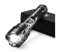 JAY-PARK Rechargeable LED Torch 1000000 LM Super Bright, 12H Lighting | 5000 mAh High Power Battery, Smart Display, Zoomable & 5 Modes, Dual Switch Stepless Dimming, IPX7 for Camping/Emergency