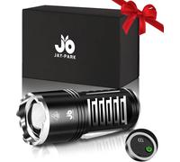 JAY-PARK Torches LED Super Bright 1000000 Lumens, High Power Torch Rechargeable with 10800mAh Battery and LCD Battery Indicator Display, 5 Modes, Zoomable Long Beam (3000m) IPX7 Waterproof for Camping