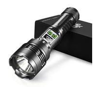 JAY-PARK Torches LED Super Bright 1000000 Lumens, Rechargeable Torch, 5000mAh & 12 Hours Long Lasting, Powerful Torch 2 Switches Stepless Dimming 5 Modes, IPX7 Waterproof, for Dog Walking, Camping