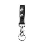 JAY-PEE Leather Key Strap Belt Keeper for Duty Belt Key Ring Holder Single Snap Belt Loop Keychain Lanyard, Chrome, Double Snap