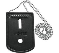 JAY-PEE Rectangular Leather Neck Badge Holder with Beaded Chain, Black Tactical Badge Carrier Necklace for Law Enforcement or Security, Undercover Duty Accessory, Professional Gear Wear, Made in USA