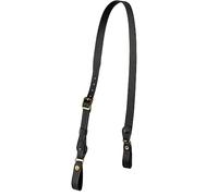 JAY-PEE Sam Browne Shoulder Strap 1 1/4 inch Leather Cross Strap Includes 2 D-Rings that Connect to Duty Belt, Black Leather, Brass, 46" long - Large