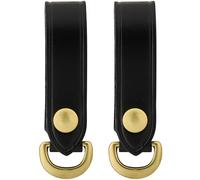 JAY-PEE Sam Browne Shoulder Strap Slide On D Rings, BK Leather with Hardware, Replacement for Cross Strap to Belt (1 Pair), Gold Hardware