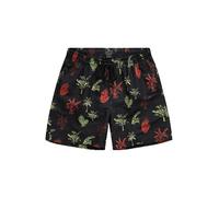 JAY-PI Men's Badeshorts, Floral, 15cm Swimming Trunks, Black, 6X-Large