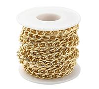 Jaydis 16.4 Feet Aluminum Curb Chains 2mm Twisted Links Cross Cable Chains Golden Plated with Spool for Pendant Necklace Jewelry Making
