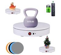 JAYEGT Motorized Rotating Display Stand，330 Lbs Load，360 Degree Electric Rotating Photography Turntable For Products Display，Video Show, Live Show，Remote Control +5 Colors Backgrounds(White / 11.8inch