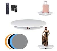 JAYEGT Motorized Rotating Display Stand, 360 Degree Electric Rotating Turntable for Photography Products Display，Live Video Show,Remote Control Angle, Speed，Direction ，16.5inch / 330Lbs Load,White