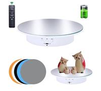 JAYEGT Motorized Rotating Display Stand, 7.87inch /17.6lbs Load, 360 Degree Electric Rotating Turntable for Photography Products, Jewelry，5 Colors Backgrounds, Mirror Cover (White/Remote Control)