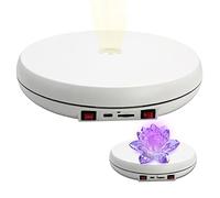 JAYEGT Motorized Rotating Display Stand with LED Light , 10 inch /55lbs Load, 360° Electronic Turntable Display Stand for Photography Products Shows, Jewelry, Watch (White / White Light / Wired)