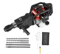 JAYEUW Petrol Jack Hammer 33CC 1000W 30J Demolition Hammer Gas Breaker Petrol 2 Stroke Concrete Breaker 3 Drills Pointed Chisel, Flat Chisel for Rock Breaking