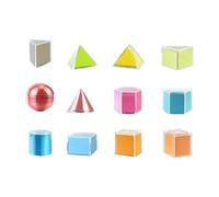JAYIOLA 12 Pieces 3D Shapes Geometric Set Pattern Blocks Math Toy,Transparent,Learning