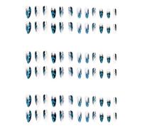JAYIOLA 72X False Nails Stick on The Nails Press Nails, blue and White