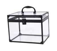JAYIOLA Makeup Organizer Acrylic Clear Cosmetic Display Case with Handle Wedding Birthday Gift Crown Box, Clear Black
