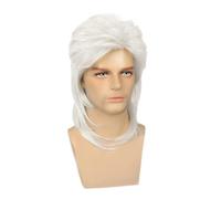 JAYIOLA Men's Curly Wigs 70s 80s Cosplay Costumes, Argent Gray