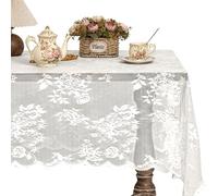 Jayla White Lace Tablecloth for Rectangular Tables, Vintage Style Wedding Table Cloths for Reception, Baby Shower, Birthday Party, Formal Dining, Dinner Parties 60 X 104 Inches