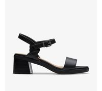 Clarks Womens Jaylan Ray Black Leather Heeled Sandals Patent Smart