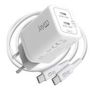 Jaym 2 USB-C GaN 65W PD-PPS Sector Charger with 100W 2m USB-C to USB-C Cable