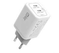 Jaym 5A Dual USB-C 65W PD GaN Fast Wall Charger PPS GaN Fast, White
