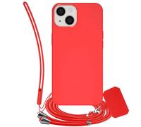 Jaym Silicone Case for iPhone 14 Plus with Lanyard and Wrist Strap Included, Red