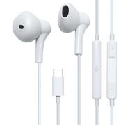 Jaym Wired USB-C Earbuds with Mic and 3-Button Remote, White