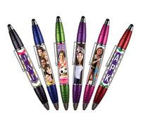 Jaymo PixStylus 2 in 1 Personalized Pen and Stylus Combo - DIY - Just Insert a Photo or Create Your Own Custom Insert Online - Multicolor 6 Pack
