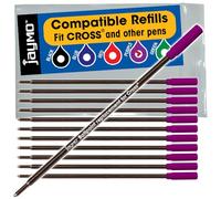Jaymo Replacement for Cross 8511/8513/8515 - Measures 4.563 in / 116 mm Long - Ballpoint Pen Refill - 12 Purple