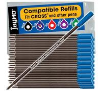 Jaymo Replacement for Cross 8511 - Measures 4.563 in / 116 mm Long - Ballpoint Pen Refill - 48 Blue