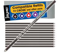 Jaymo Replacement for Cross 8518-4 and Schmidt 635 - Measures 2.625 in / 67 mm Long - D (D1) Standard Multifunction Mini Ballpoint Pen Refill - 12 Black