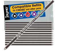 Jaymo Replacement for Cross 8518 and Schmidt 635 - Measures 2.625 in / 67 mm Long - D (D1) Standard Multifunction Mini Ballpoint Pen Refill - 12 Red