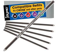Jaymo Replacement for Cross 8518 and Schmidt 635 - Measures 2.625 in / 67 mm Long - D (D1) Standard Multifunction Mini Ballpoint Pen Refill - 2 Black + 2 Blue + Red + Purple