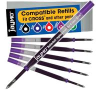Jaymo Replacement for Cross Slim 8910 - Measures 4 in / 102 mm Long - Gel Rolling Ball Pen Refill - 6 Purple