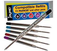 Jaymo Replacement for Parker 1950369/1950370/1950371 - Measures 3.875 in / 98 mm Long - G2 Ballpoint Pen Refill - 2 Black + 2 Blue + Red + Purple
