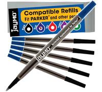 Jaymo Replacement for Parker Quink 1950324 - Measures 4.56 in / 116 mm Long - Rollerball Pen Refill - 6 Blue